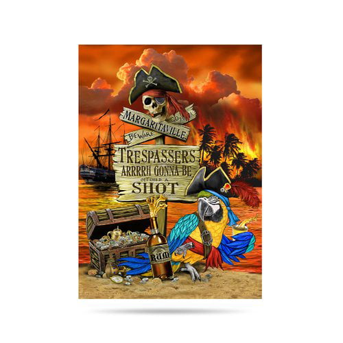 NEW Margaritaville "Trespassers Will Be Offered A Shot" Parrot Wooden Sign